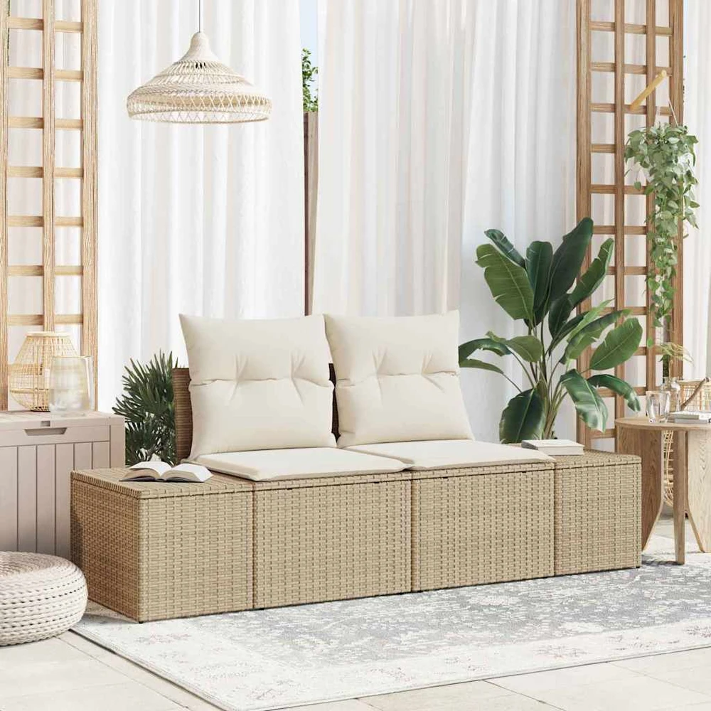 Sodo sofa su pagalve Smėlio 184 x 62 x 69 cm poliratanas