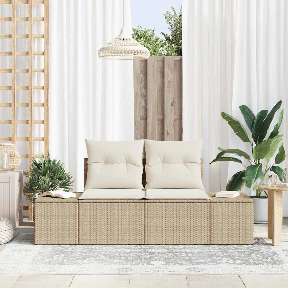 Sodo sofa su pagalve Smėlio 184 x 62 x 69 cm poliratanas