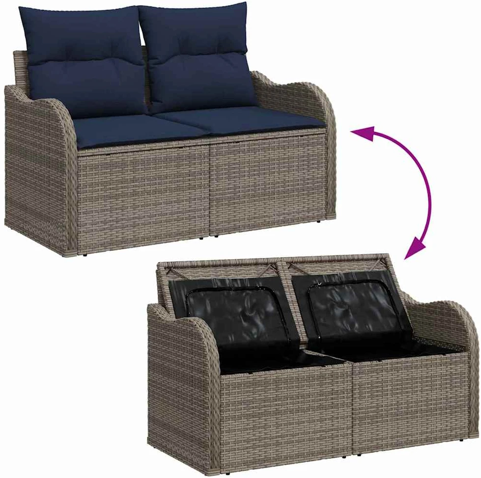 Sodo sofa su pagalve su saugykla 121 x 62 x 69 cm poliratanas