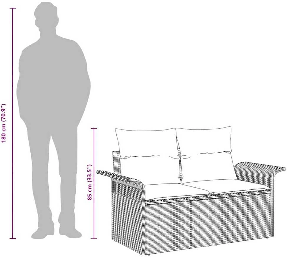 Sodo sofa 2-Vietų skaičius poliratanas