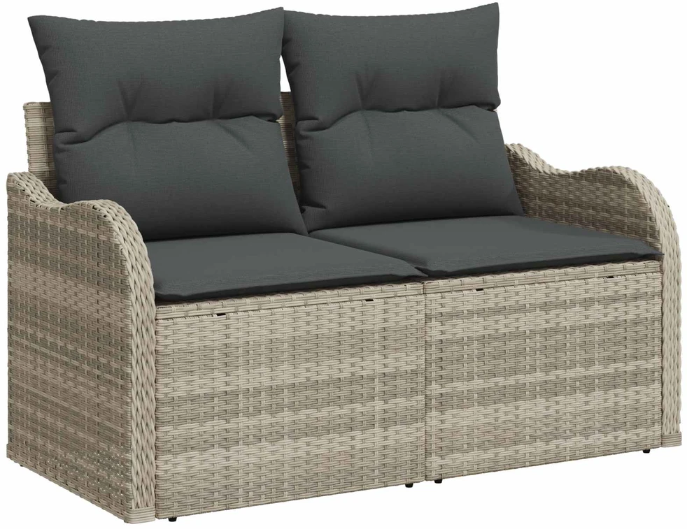 Sodo sofa su pagalve Šviesiai pilka 121 x 62 x 69cm poliratanas
