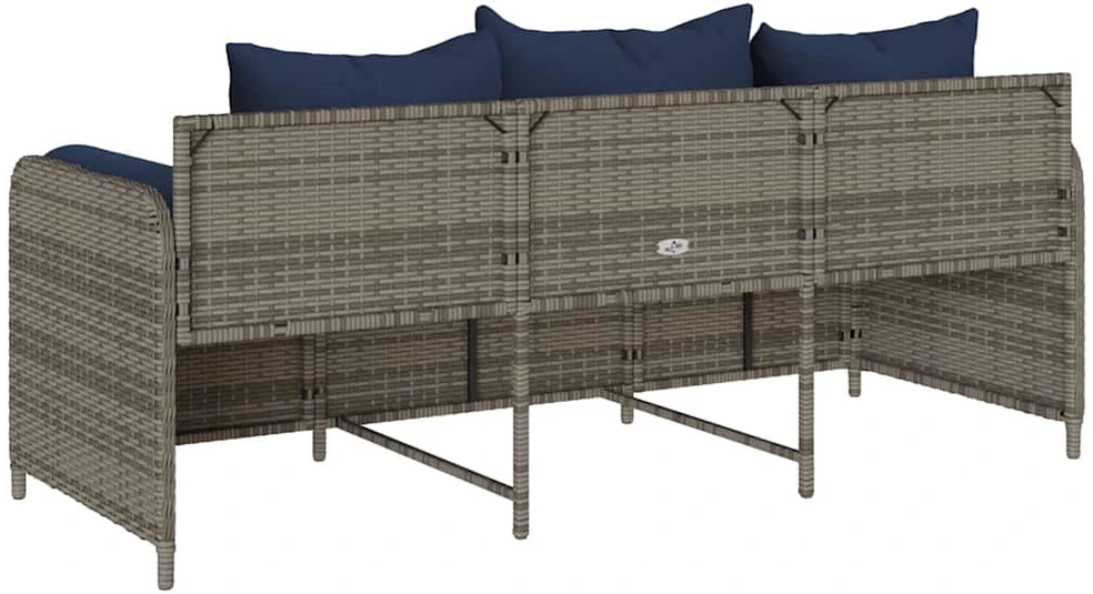 Sodo sofa su pagalvėlėmis, 3 sėdimos vietos, pilka, poliratanas