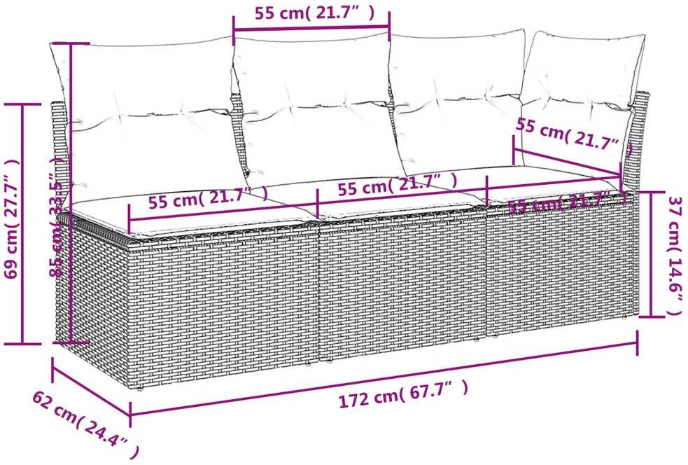 | Sodo sofa | su pagalve Ruda 172 x 62 x 69 cm Poli ratanas