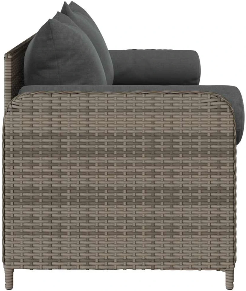 Sodo sofa su pagalvėlėmis, 3 sėdimos vietos, pilka, poliratanas