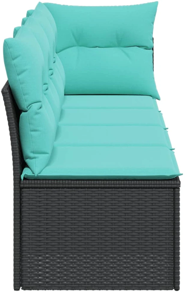 Sodo sofa su pagalvėlėmis, 4 sėdimos vietos, juodas, poliratanas