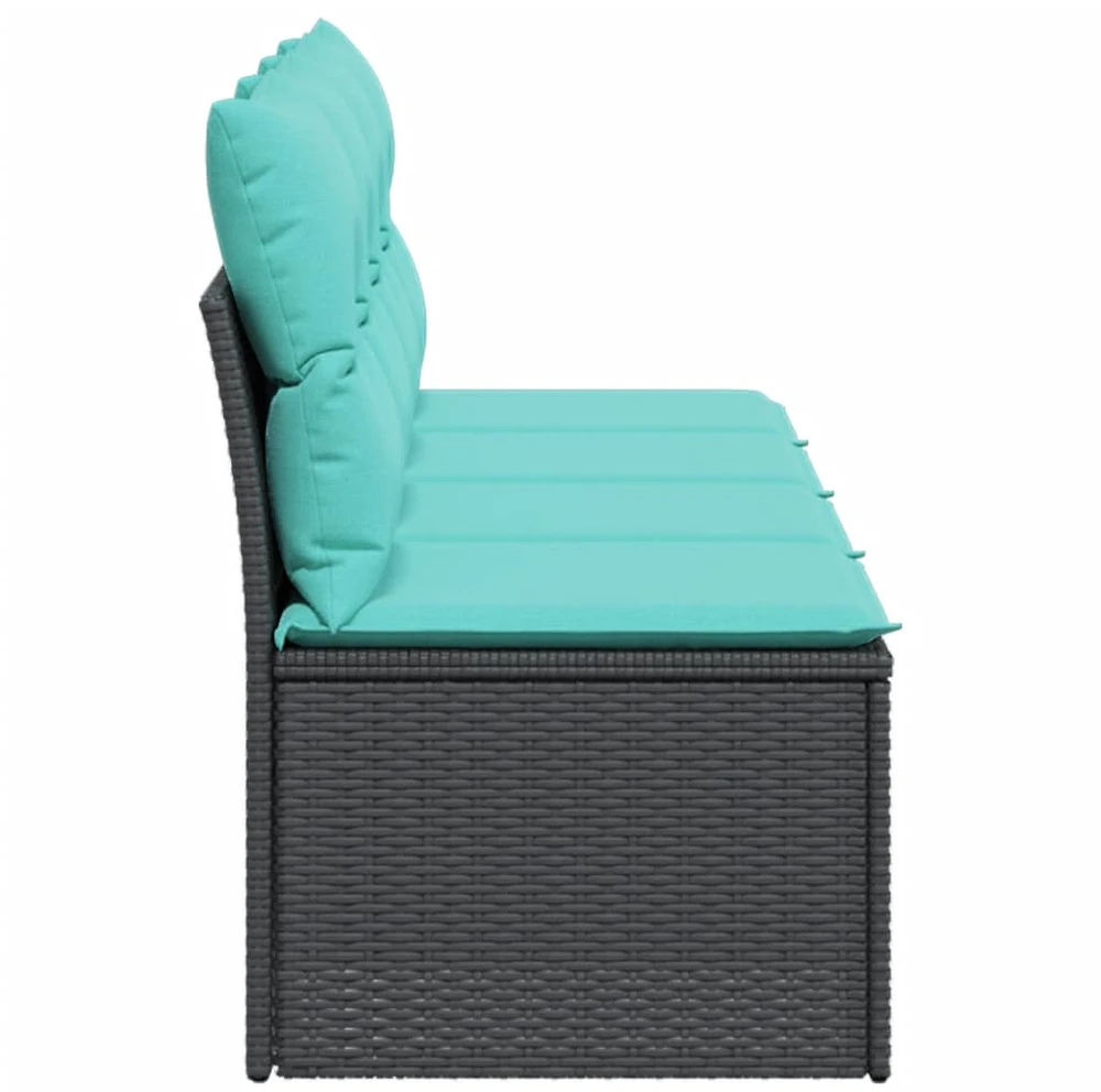 Sodo sofa su pagalvėlėmis, 4 sėdimos vietos, juodas, poliratanas