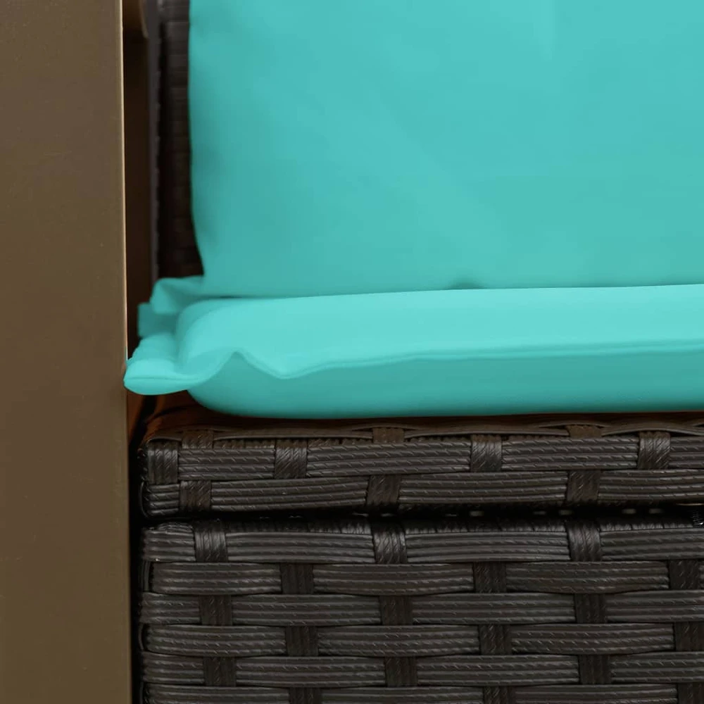 Sodo sofa su pagalvėlėmis, dvivietė, juoda, polirotangas
