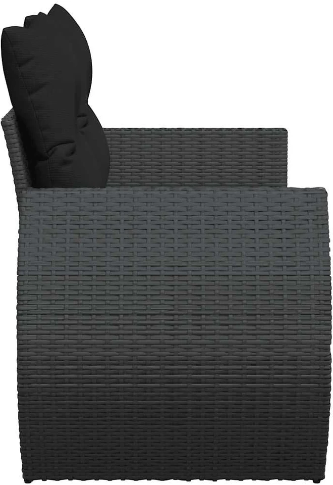 Dvivietė sodo sofa su pagalvėlėmis, juodos spalvos, poliratanas