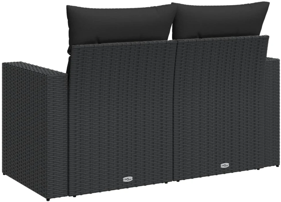 Dvivietė sodo sofa su pagalvėlėmis, juodos spalvos, poliratanas