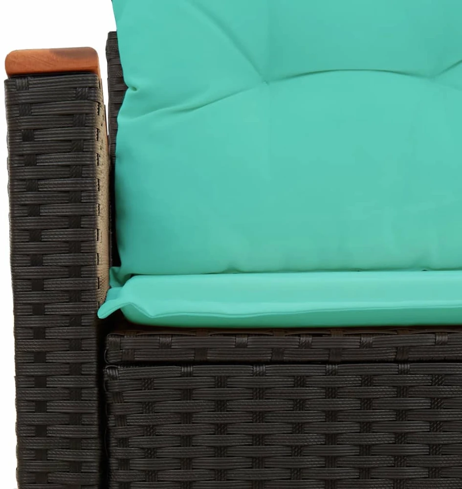 Sodo sofa su pagalvėlėmis, dvivietė, juoda, polirotangas