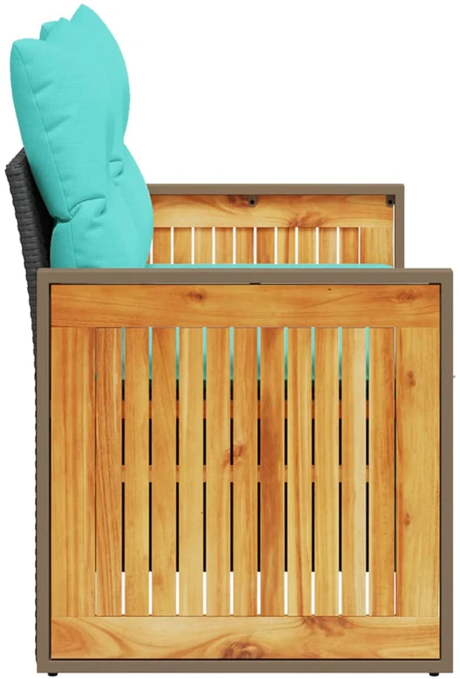 Sodo sofa su pagalvėlėmis, dvivietė, juoda, polirotangas