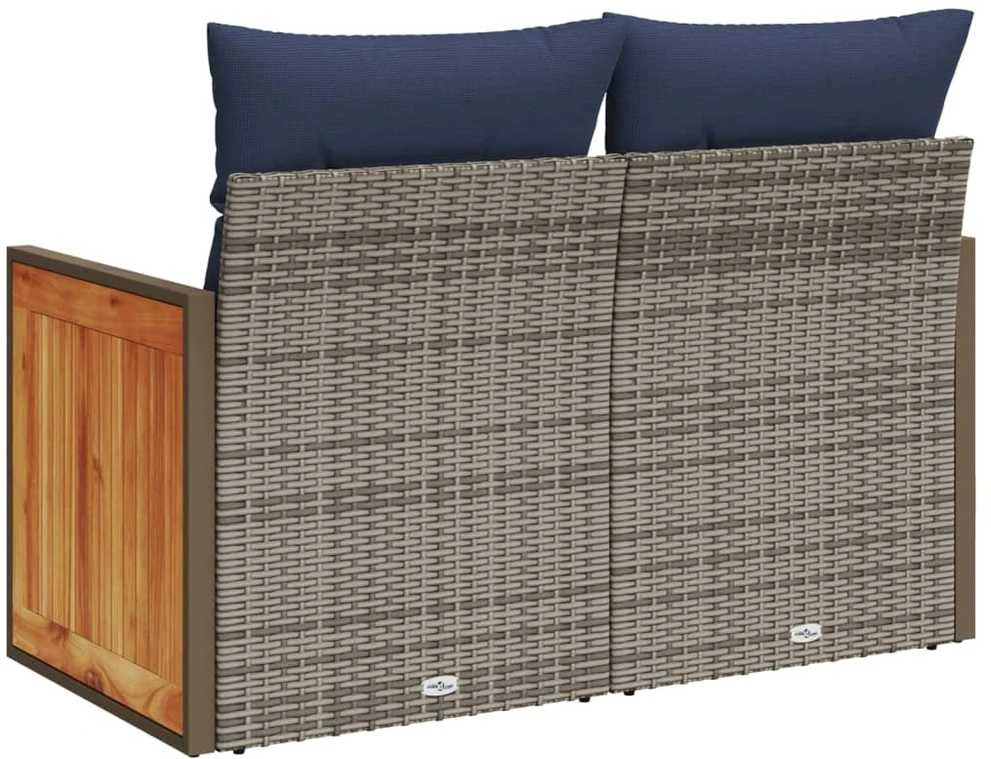 Sodo sofa su pagalvėlėmis, dvivietė, pilka, polirotangas