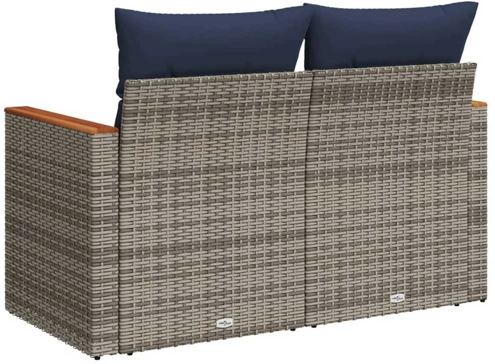 Sodo sofa su pagalvėlėmis, dvivietė, pilka, polirotangas