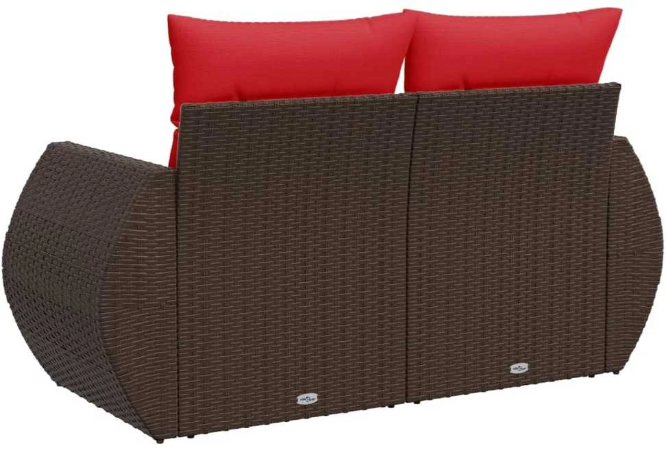 Sodo sofa su pagalvėlėmis, dvivietė, ruda, polirotangas
