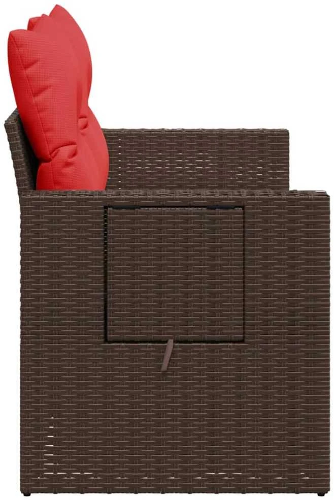 Sodo sofa su pagalvėlėmis, dvivietė, ruda, polirotangas