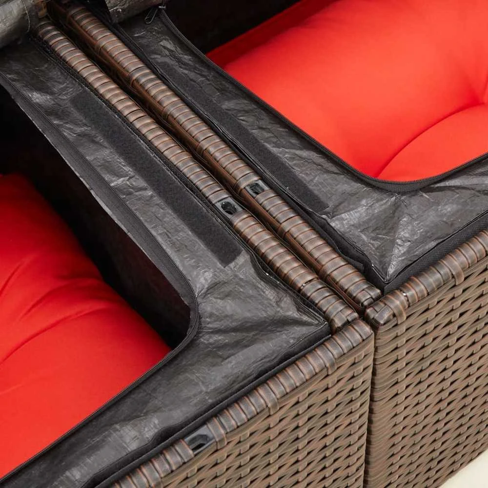 Sodo sofa su pagalvėlėmis, dvivietė, ruda, polirotangas