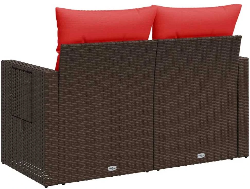 Sodo sofa su pagalvėlėmis, dvivietė, ruda, polirotangas