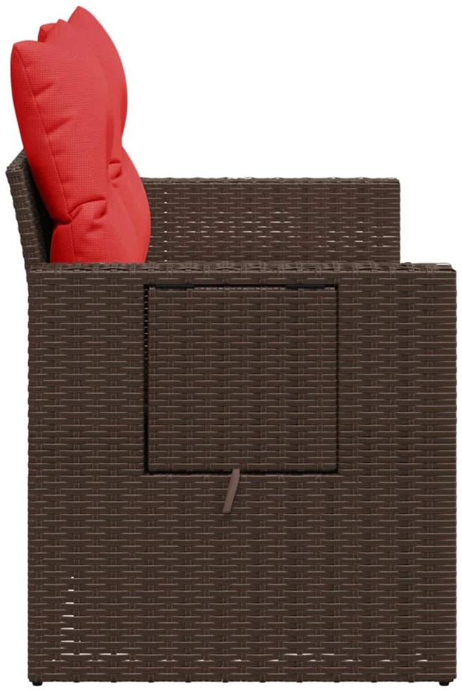 Sodo sofa su pagalvėlėmis, dvivietė, ruda, polirotangas