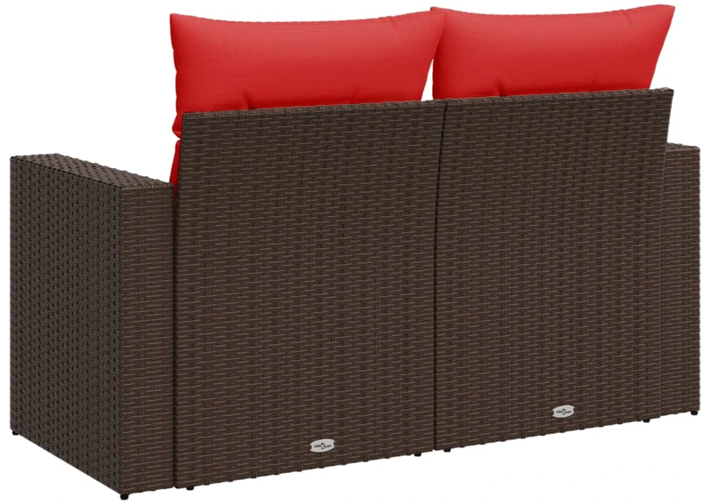 Sodo sofa su pagalvėlėmis, dvivietė, ruda, polirotangas