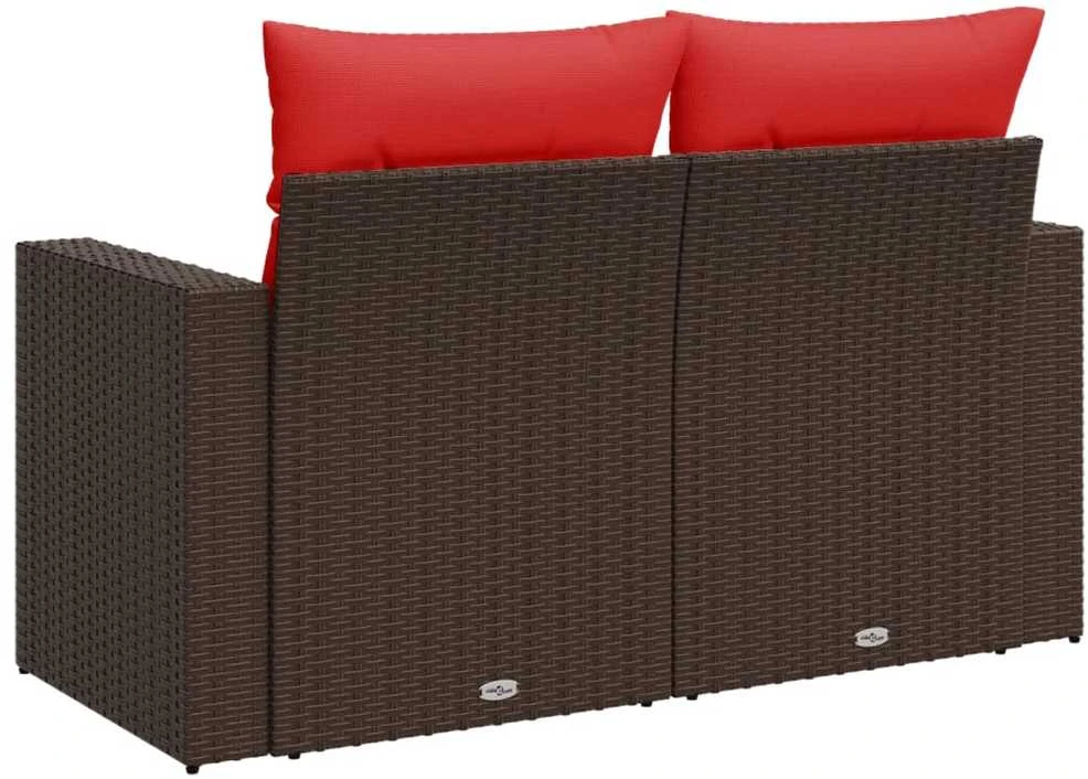 Sodo sofa su pagalvėlėmis, dvivietė, ruda, polirotangas