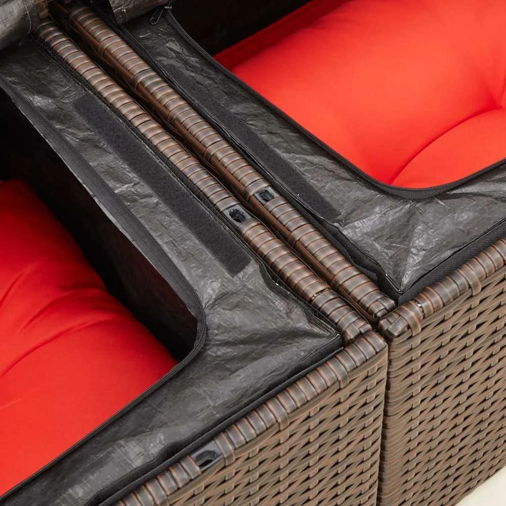 Sodo sofa su pagalvėlėmis, dvivietė, ruda, polirotangas