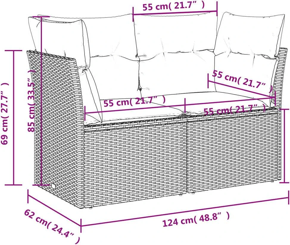 | Sodo sofa | su pagalve Ruda 124 x 62 x 69 cm poliratanas