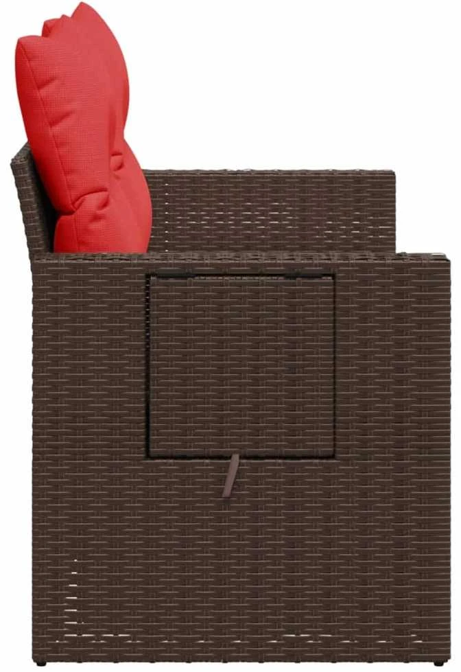 Sodo sofa su pagalvėlėmis, dvivietė, ruda, polirotangas