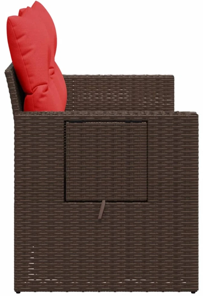 Sodo sofa su pagalvėlėmis, dvivietė, ruda, polirotangas