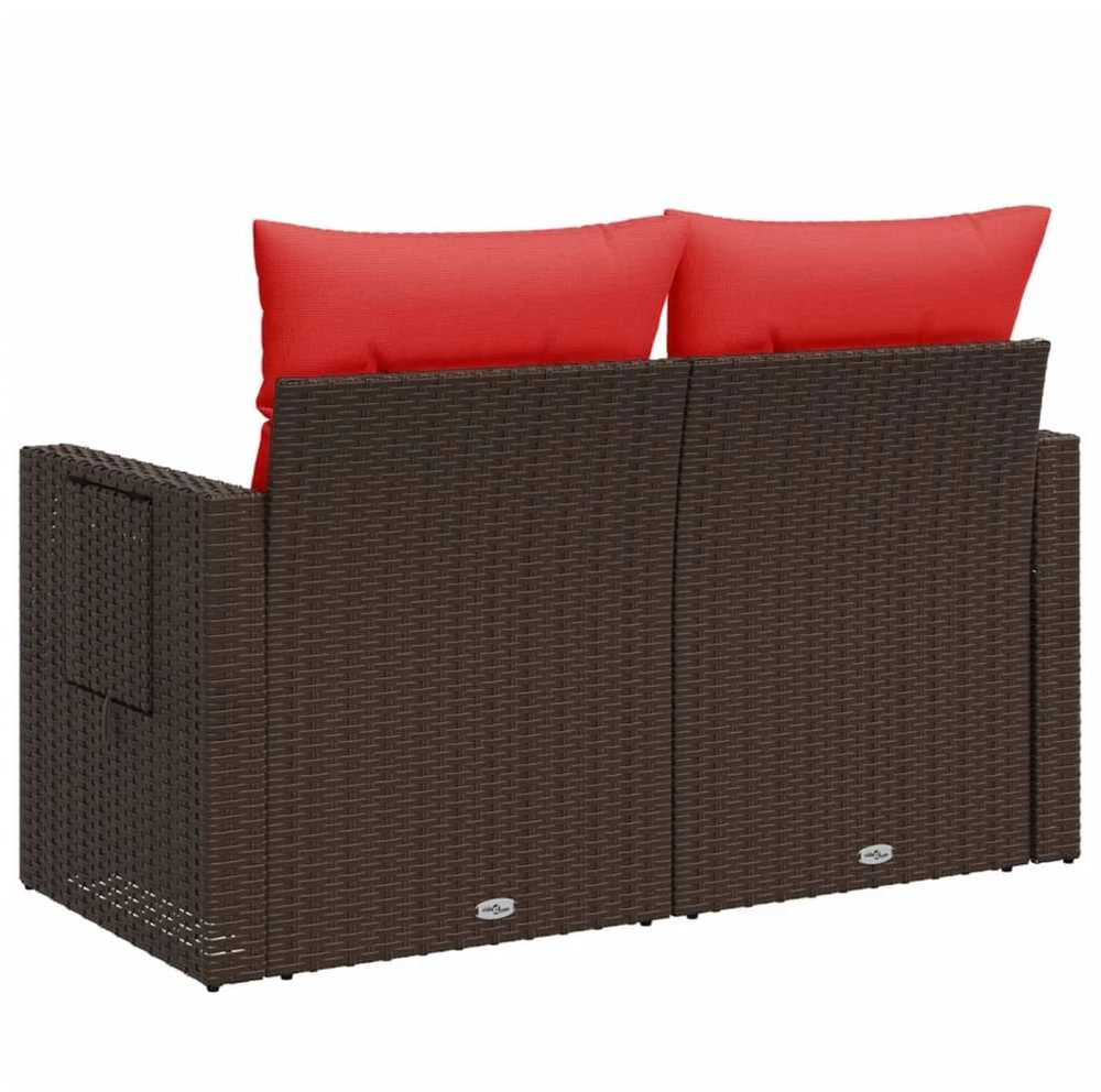 Sodo sofa su pagalvėlėmis, dvivietė, ruda, polirotangas