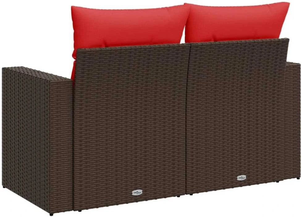 Sodo sofa su pagalvėlėmis, dvivietė, ruda, polirotangas