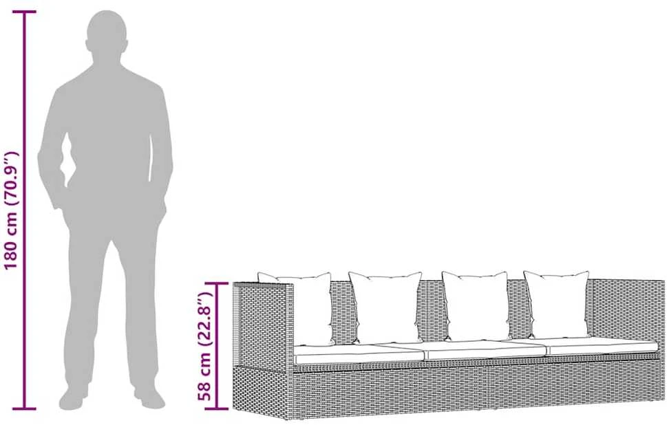 Sodo sofa su pagalvėlėmis ir pagalvėmis, juoda, poliratanas