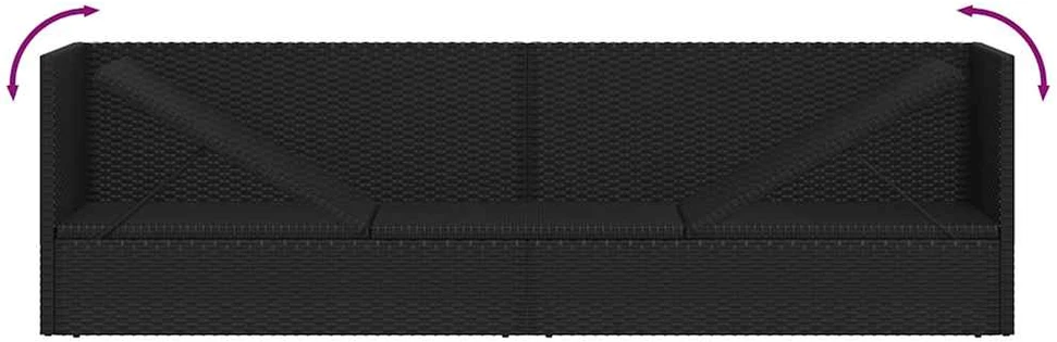 Sodo sofa su pagalvėlėmis ir pagalvėmis, juoda, poliratanas