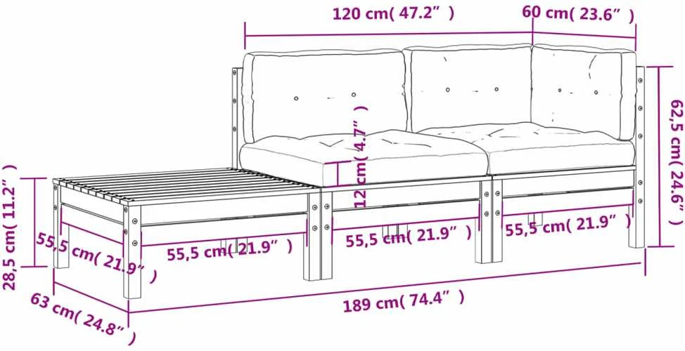 Sodo sofa su pagalvėlėmis ir pakoja, douglas eglės masyvas