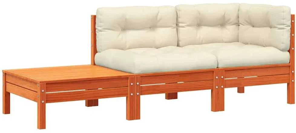 Sodo sofa su pagalvėlėmis ir pakoja, pušies medienos masyvas