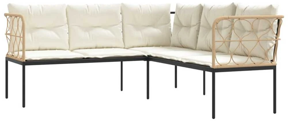 Sodo sofa su pagalvėlėmis, juoda, plienas/tekstilenas