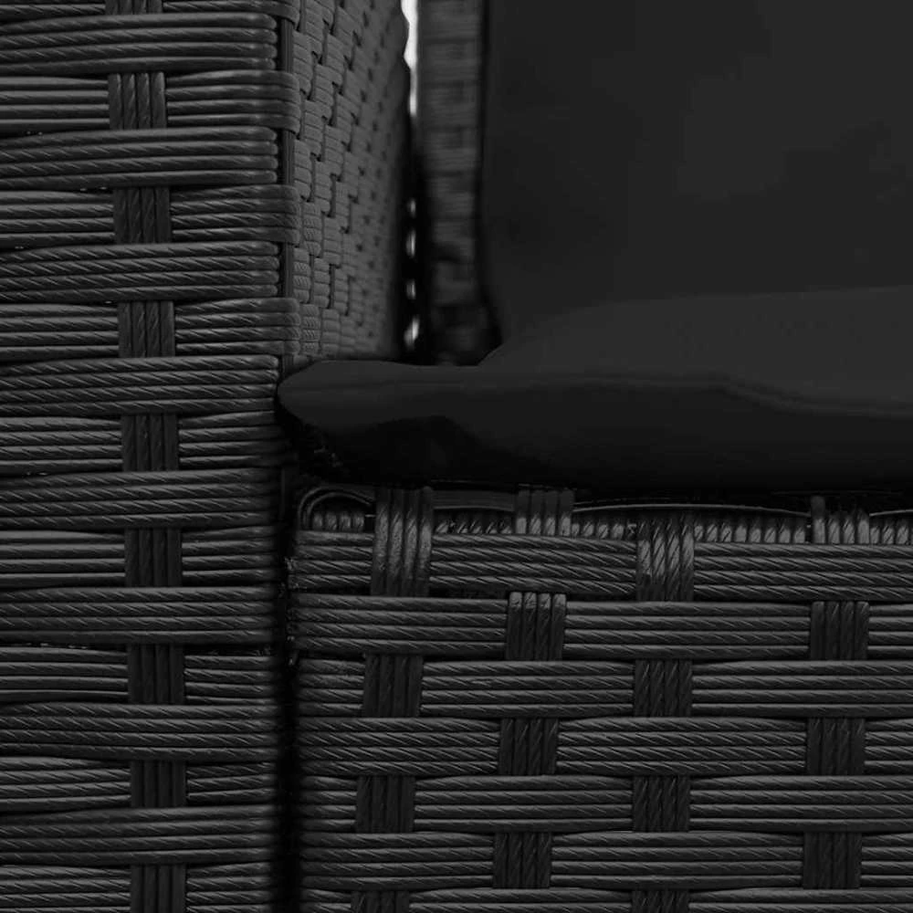 Sodo sofa su pagalvėlėmis, juodos spalvos, poliratanas