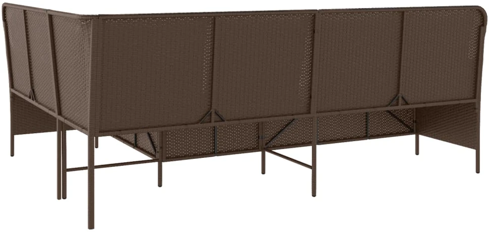 Sodo sofa su pagalvėlėmis, L formos, ruda, poliratanas