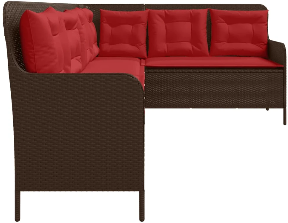 Sodo sofa su pagalvėlėmis, L formos, ruda, poliratanas