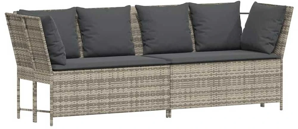 sodo sofa su pagalvėlėmis, pilka, poliratanas