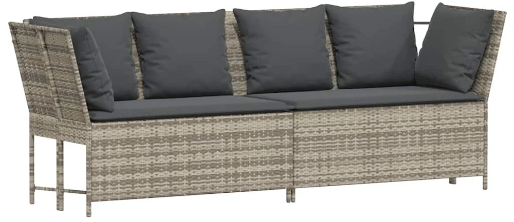 sodo sofa su pagalvėlėmis, pilka, poliratanas