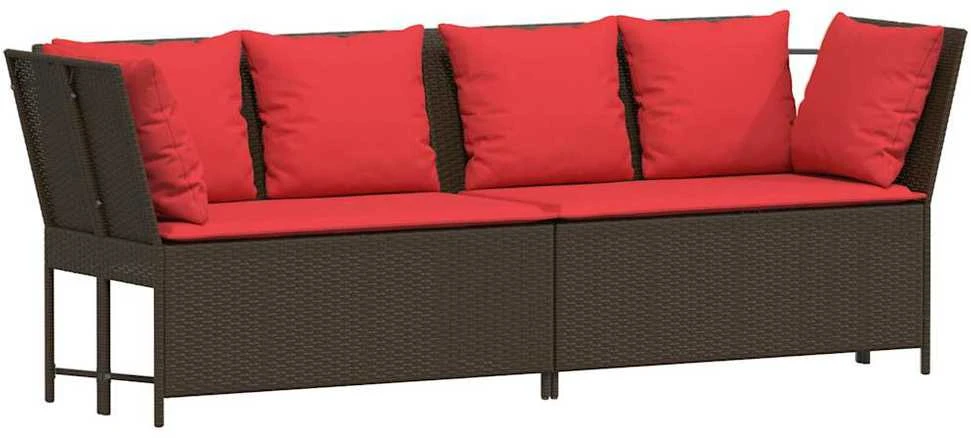 sodo sofa su pagalvėlėmis, ruda, poliratanas