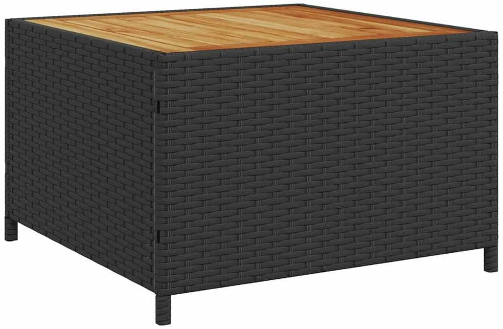 Sodo sofa su stalu/pagalvėlėmis, juoda, poliratanas, L formos
