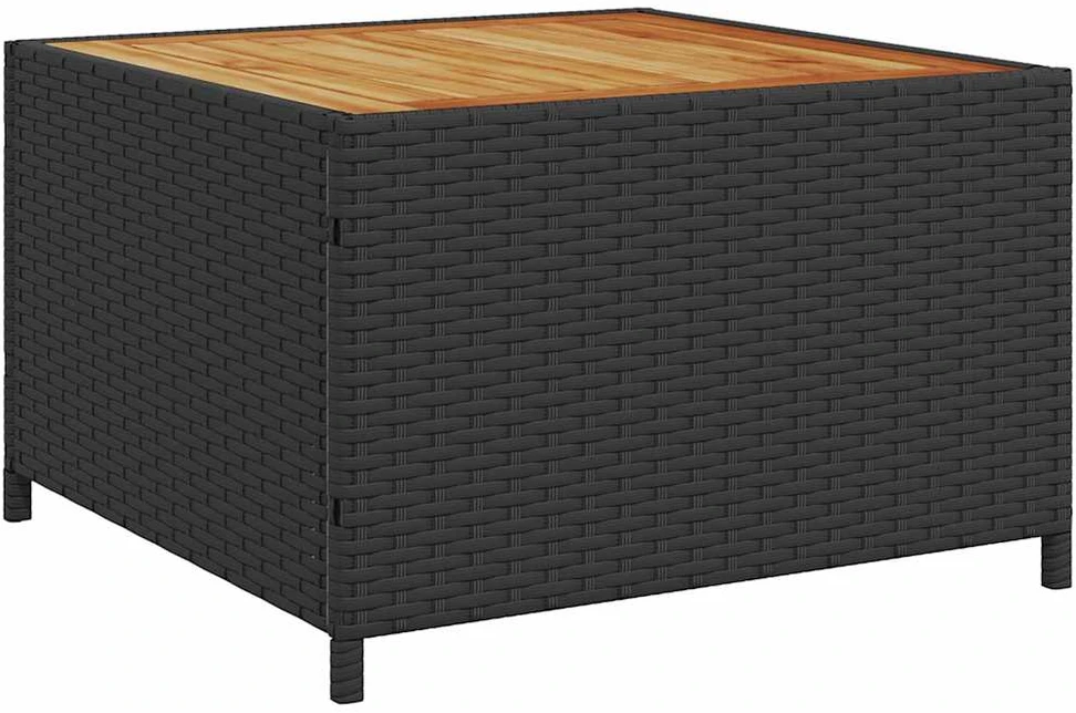 Sodo sofa su stalu/pagalvėlėmis, juoda, poliratanas, L formos