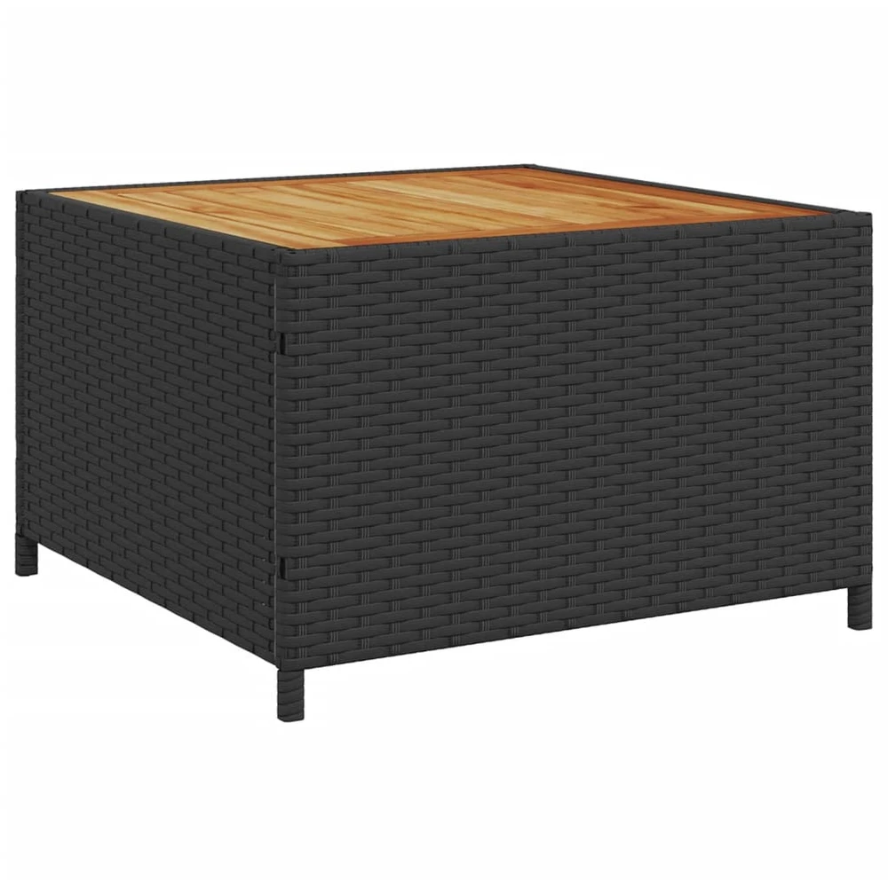 Sodo sofa su stalu/pagalvėlėmis, juoda, poliratanas, L formos