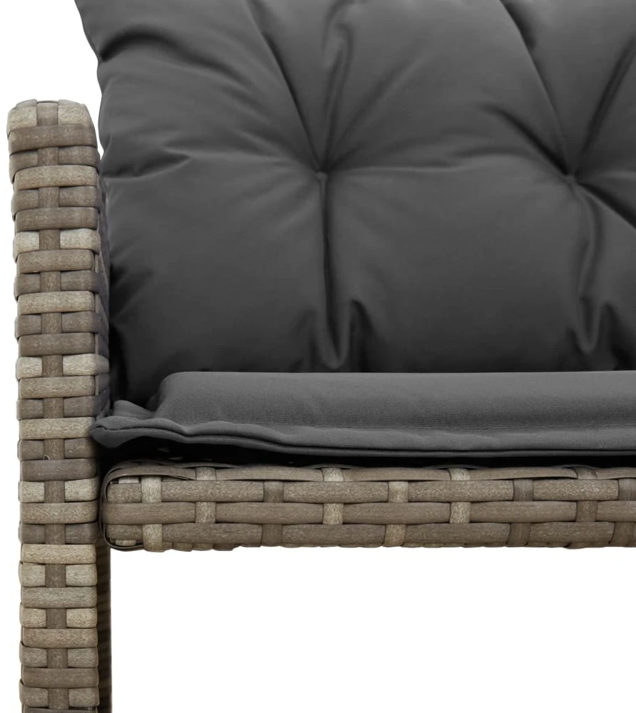 Sodo sofa su stalu/pagalvėlėmis, pilka, poliratanas, L formos