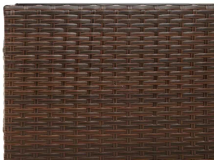 Sodo sofa su stalu/pagalvėlėmis, ruda, poliratanas, L formos