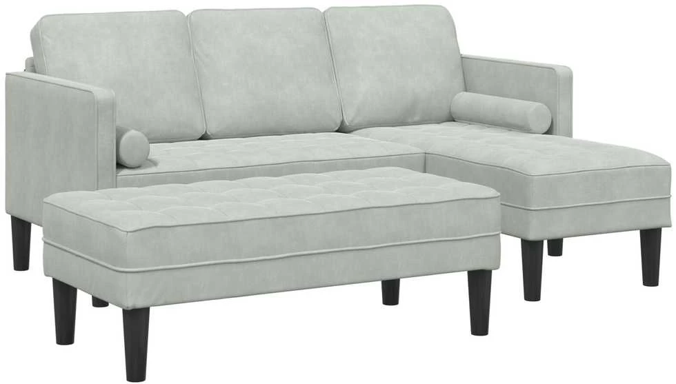 Sofa Sofos komplektas 2 vnt. Šviesiai pilka Poliesteris