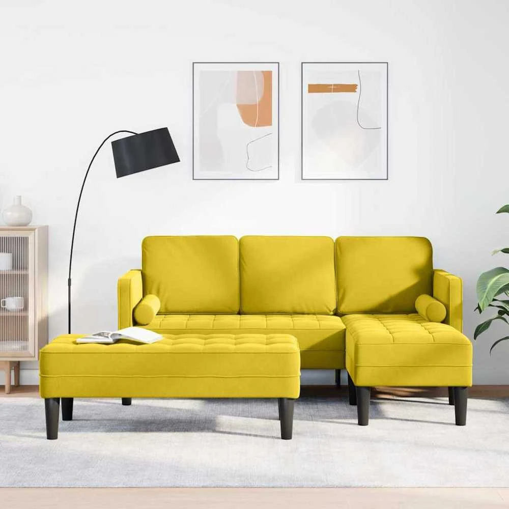Sofa Sofos komplektas 2 vnt. Geltona Poliesteris