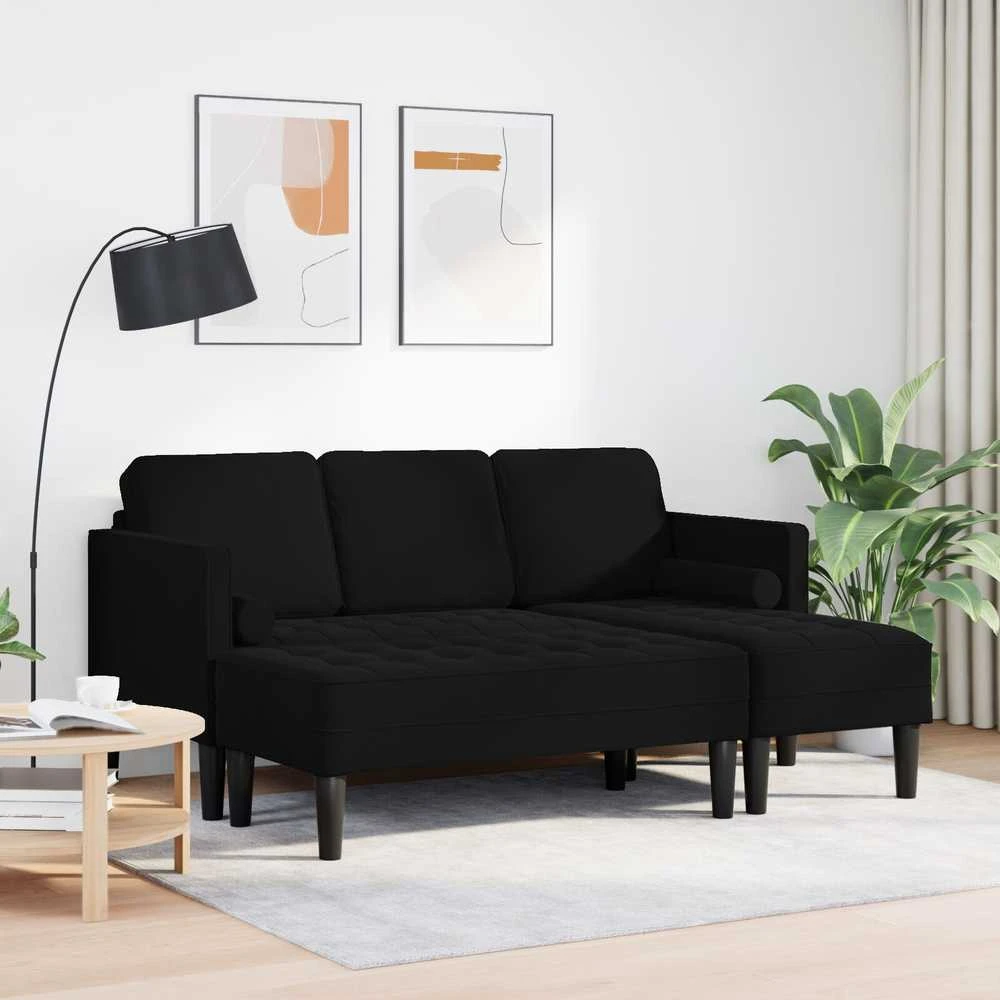 Sofa Sofos komplektas 2 vnt. Juoda Poliesteris