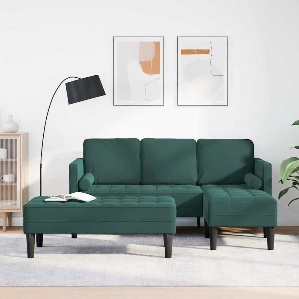 Sofa Sofos komplektas 2 vnt. Tamsiai žalia Poliesteris